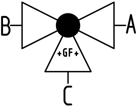 Georg Fischer 167543404, Ball Valve 543 PP-H/EPDM L-H d32DN25, Welding socket SF horizontal L-bore-2