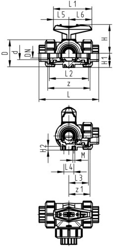 Georg Fischer 163543204, Ball Valve 543 CPVC/EPDM T-H d32DN25, Socket horizontal T-bore-2