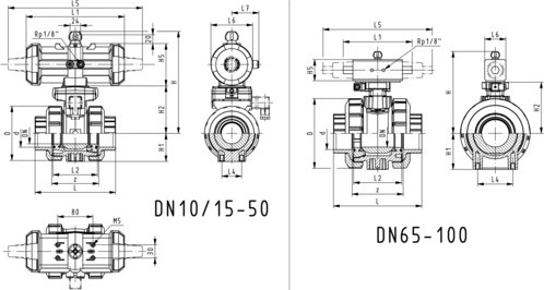 Georg Fischer 199230569, Ball Valve 230 PVC-C/EPDM d75DN65, Socket normally open-2