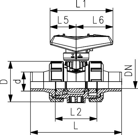 Georg Fischer Ball Valve 546 Pro PVC-U/EPDM d50DN40, 161546786-2