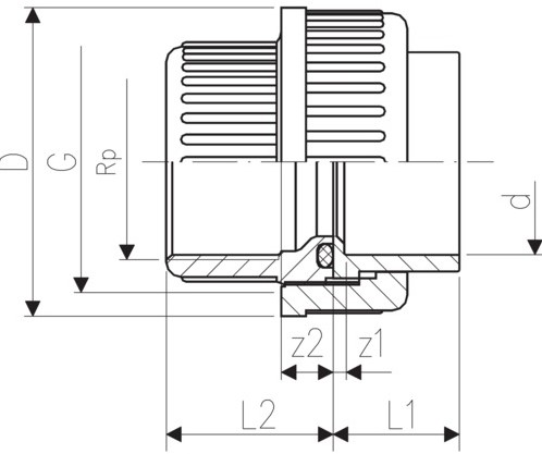 Georg Fischer 721510207, Adapt Union PVC/EPDM PN10 d25-3/4-2