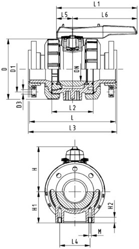 Georg Fischer 167546828, Ball Valve 546 Pro PP-H/EPDM d75DN65, flange cdb siliconenvrij-2