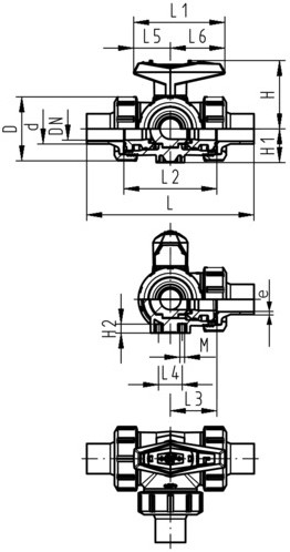 Georg Fischer Kogelkraan 543 PP-H/EPDM L-H d20DN15, stomplaseind IR-Plus SDR11 SF Horizontaal L-boring, 167543242-2