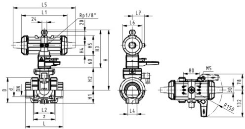 Georg Fischer Kogelkraan 231 PP-H/FKM d20DN15, Lasmof drukloos gesloten Noodhandbediening-boring, 199231013-2