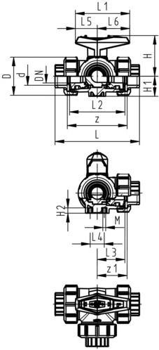 Georg Fischer 163543015, Ball Valve 543 PVC-C/FKM L-H d40DN32, Socket horizontal L-bore-2