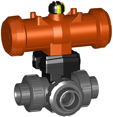 Georg Fischer 199285036, Ball Valve 285 PVC/FKM d40DN32, Socket normally closed L-bore