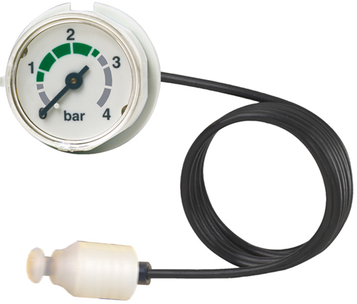 Wika Bourdon buis manometer, koperlegering, plastic capillair
