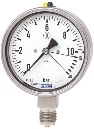 Wika Bourdon tube pressure gauge, stainless steel, Models 232.36