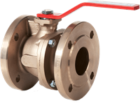 Geflensde afsluitbare kogelkraan met splitbody brons Series B2.322 DN20