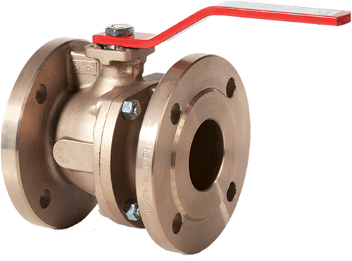 Geflensde afsluitbare kogelkraan met splitbody brons Series B2.322 DN20
