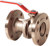 Geflensde afsluitbare kogelkraan met splitbody brons Series B2.322 DN20-2