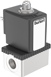 Burkert Type 6014, Art. 161062 Plunger valve, direct acting 3/2 - C - normally closed - inlet port 1 (P/NC), outlet port 2 (A/OUT) conecte dwith exhaust port 3 (R/NO)