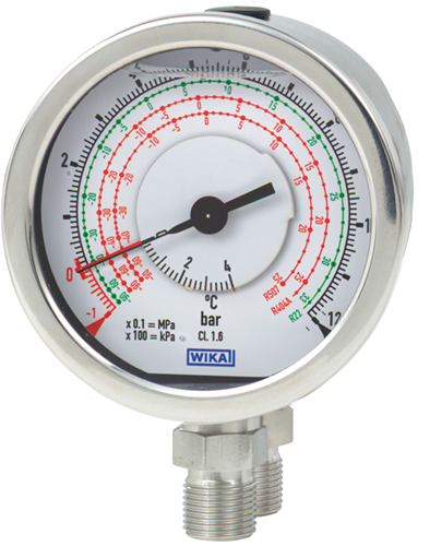 Wika 732.18.080 25 bar temp.-scale R407C 2 x G 1/4 B lower mount, 47483597
