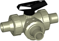 Georg Fischer 167543277, Ball Valve 543 PP-H/FKM T-H d63DN50, Welding end IR-Plus SDR11 horizontal T-bore
