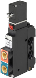 Burkert Type 5470, Art. 20049794 Pneumatic valve 4/2 - G - normally open - inlet port 1 (P) connected with outlet port 2 (B), o utlet port 4 (A) connected with exhaust port 3 (R)