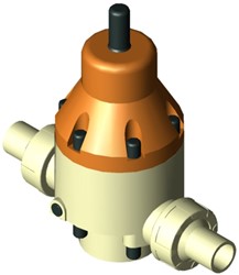 Stubbe Pressure relief valve DHV 712-R DN25 1 PN10 PVDF·FKM+ + PTFE Piston + ECTFE Diffusion stop ·PTFE Connection: PVDF Spigot end (IR) Adjusted to 9,0bar, 1466950900
