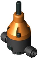 Stubbe Pressure relief valve DHV 712-R DN25 1 PN10 PVC-U·FKM+ + PTFE Piston + ECTFE Diffusion stop ·PTFE Connection: PVC-U socket ANSI Adjusted to 8,0bar, 1464090800