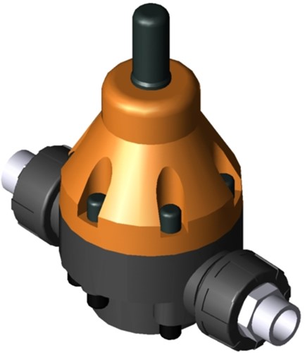 Stubbe Pressure relief valve DHV 718 DN40 1½ PN10 PVC-U·EPDM ·PTFE Connection: 1.4571 (A4) male thread R Adjusted to 2,00bar, 1470930200