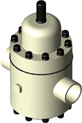 Stubbe Drukregelaar DMV 750 DN65 2½ PN10 PVDF··FPMPTFE Aansluiting: PVDF spigot eind fix Instelbereik: 1,0-6,0 bar basis model Manometer aansluiting 2xG1/2, 148484