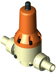 Stubbe Pressure reducing valves DMV 765 DN25 1 PN10 PP·EPDM·PTFE Connection: PP spigot end (IR) Adjustment range: 0,5-9,0bar Pressure gauge connection:2xG1/4, 149467