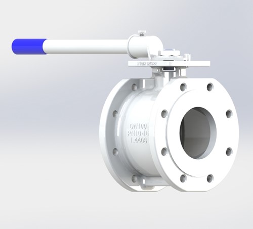 Kompakt-Kogelafsluiter DN100, PN16 Fire Safe, 2052AD DN100 Cs RAL9016 Ebora
