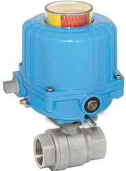 Ebora  2-delige RVS kogelkraan 1 BSPP, PN63, met aandrijving-NE03, roestvast staal/PTFE-FKM, 230V 50Hz, looptijd 12sec. EBQB18-31125-NE034100