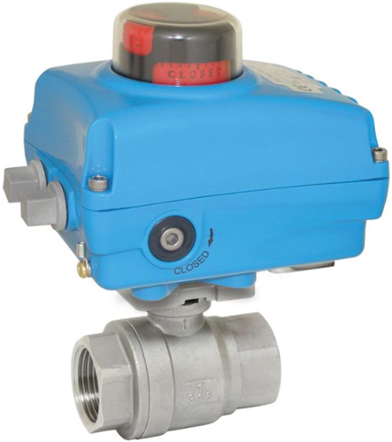 Ebora  2-delige RVS kogelkraan 3/8 BSPP, PN63, met aandrijving-NE05, roestvast staal/PTFE-FKM, 230V 50Hz, looptijd 17sec. EBQB18-31122-NE054100