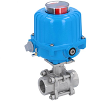 Ebora  3-delige RVS kogelkraan 1/4 BSPP, PN63, met aandrijving-NE03, roestvast staal/PTFE-FKM, 24 VDC, looptijd 12sec. EBQC1821-NE032100