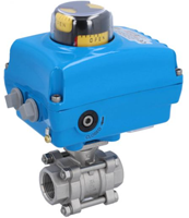 Ebora  3-piece stainless steel ball valve 11/4 BSPP, PN63, with actuator-NE05, stainless steel/PTFE-FKM, 24 VDC 50Hz, running time 10sec. EBQC1826-NE052100