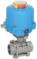 Ebora  3-teiliger Edelstahl-Kugelhahn DN15 BW, PN63, mit Antrieb-NE03, Edelstahl/PTFE-FKM, 24 VDC, Laufzeit 12sec. EBQC1863-NE032100