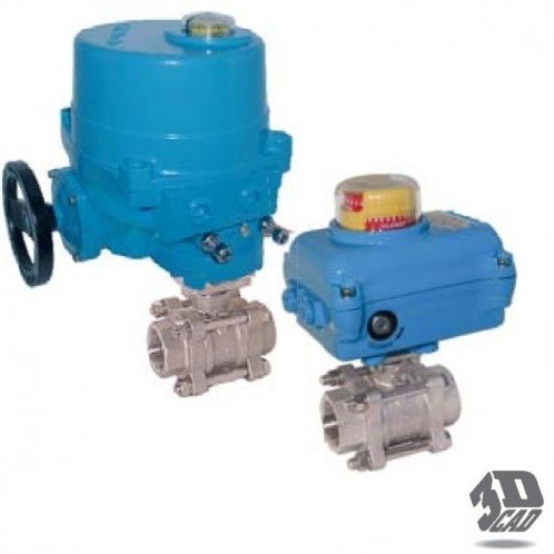 Ball valve-ZA, 11/2 female, with drive-NE05 stainless steel/PTFE-FKM, 230V 50Hz, term 14sek.