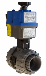 Elektrisch bediende PVC-U kogelkraan d50/DN40 EPDM, 24-230 V AC/DC