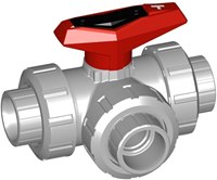 Georg Fischer 163543204, Ball Valve 543 CPVC/EPDM T-H d32DN25, Socket horizontal T-bore
