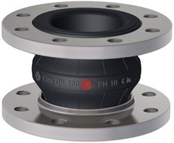 Elaflex Rubber expansion joint Red spot type ERP DN100, L=130 mm flanges DIN PN16 galvanized steel