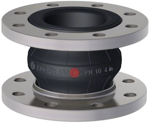 Elaflex Gummikompensatoren Rotpunkt Typ ERP DN100, L=130 mm Flansche DIN PN16 Stahl verzinkt