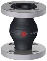 Elaflex Gummikompensatoren Rotpunkt Typ ERP DN25, L=130 mm Flansche DIN PN16 Stahl verzinkt