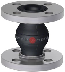 Elaflex Gummikompensatoren Rotpunkt Typ ERP DN32, L=130 mm Flansche DIN PN16 Stahl verzinkt