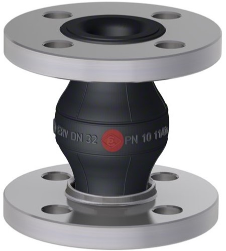 Elaflex Rubber expansion joint Red spot type ERP DN32, L=130 mm flanges DIN PN16 galvanized steel