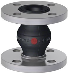 Elaflex Gummikompensatoren Rotpunkt Typ ERP DN40, L=130 mm Flansche DIN PN16 Stahl verzinkt