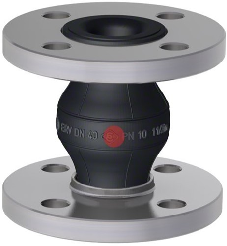 Elaflex Rubber compensator Roodpunt type ERP DN40, L=130 mm flenzen DIN PN16 verzinkt staal