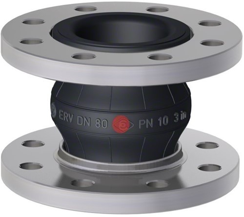 Elaflex Rubber expansion joint Red spot type ERP DN80, L=130 mm flanges DIN PN16 galvanized steel