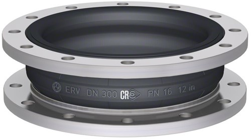 Elaflex Rubber compensator type ERV-CR DN300, L=130 mm flenzen DIN PN10 verzinkt staal