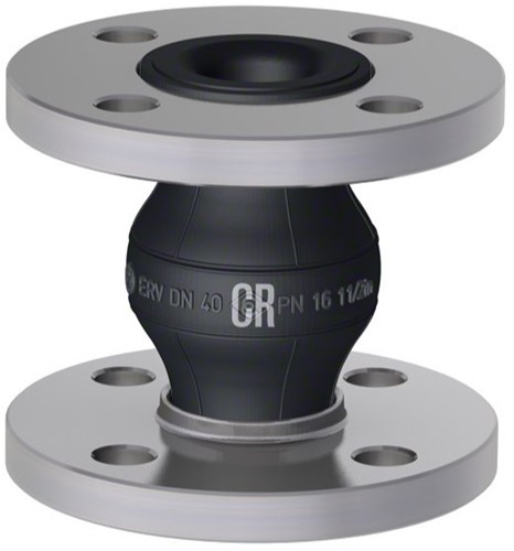 Elaflex Rubber expansion joint type ERV-CR DN40, L=130 mm flanges DIN PN16 galvanized steel