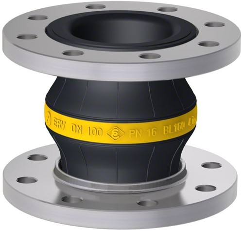 Elaflex Rubber compensator Geelring type ERV-G DN100, L=160 mm flenzen DIN PN16 verzinkt staal