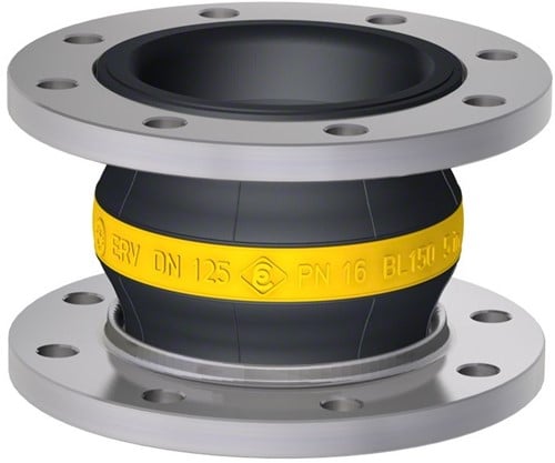 Elaflex Rubber compensator Geelring type ERV-G DN125, L=160 mm flenzen DIN PN16 verzinkt staal