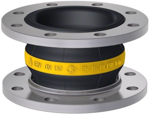 Elaflex Gummikompensatoren Gelbring Typ ERV-G DN150, L=150 mm Flansche DIN PN16 Stahl verzinkt