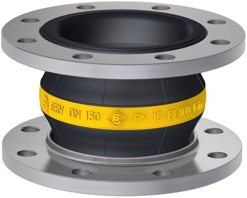 Elaflex Rubber compensator Geelring type ERV-G DN150, L=160 mm flenzen DIN PN16 verzinkt staal