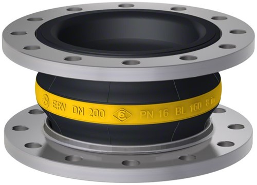 Elaflex Rubber expansion joint Yellow band type ERV-G DN200, L=160 mm flanges DIN PN16 galvanized steel