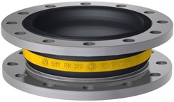 Elaflex Rubber expansion joint Yellow band type ERV-G DN250, L=130 mm flanges DIN PN16 galvanized steel