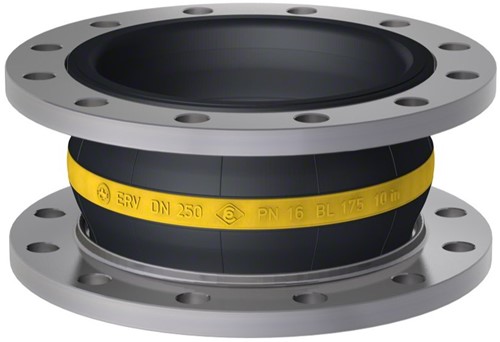 Elaflex Gummikompensatoren Gelbring Typ ERV-G DN250, L=175 mm Flansche DIN PN16 Stahl verzinkt